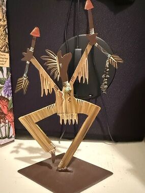 Hand-Painted Metal Dancer Figurine in Brown and Gold